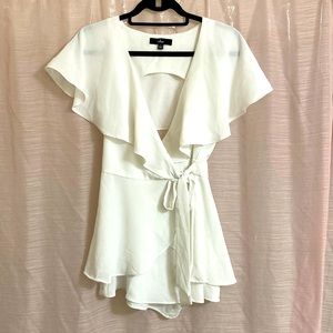 S Lulus Aldrin white ruffled backless wrap skirt romper
